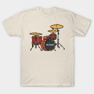 Pixel Red with Gold Struts Drums T-Shirt